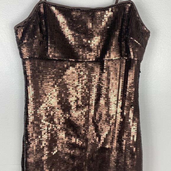 Madewell Sequin Slip Mini Dress Sz 00 XS Dark Chocolate Club Wear Concert Party - Picture 4 of 9